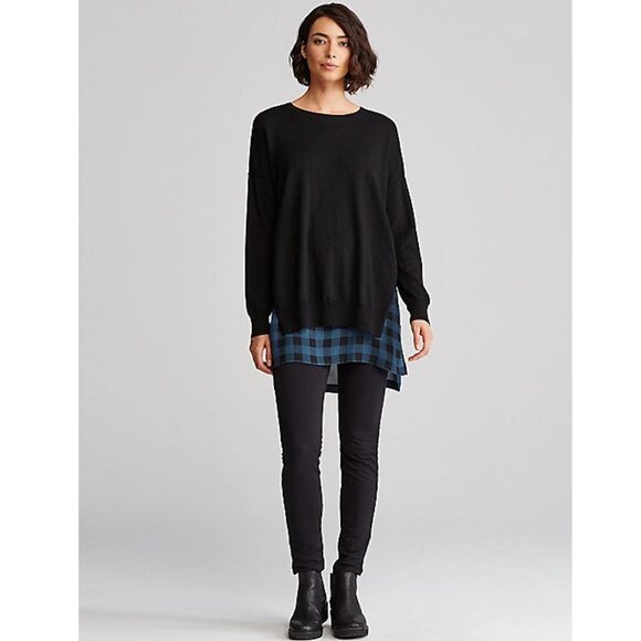 New w/Tags - Eileen Fisher Sleeveless Tunic in Buffalo Printed Silk, Fir, Med - Picture 12 of 14